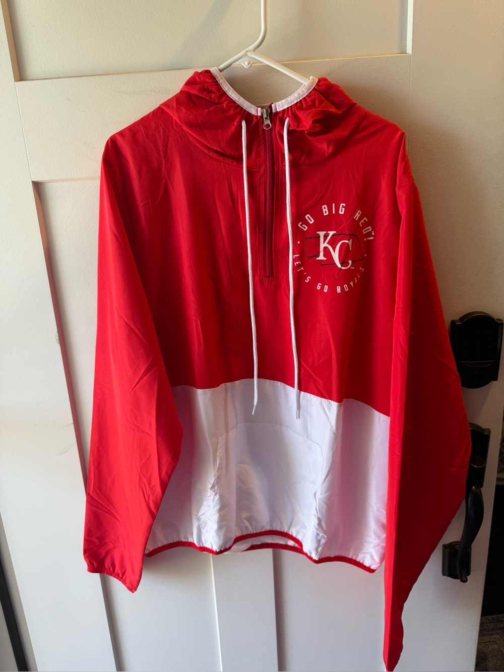KC Royals Red and White Hooded Windbreaker